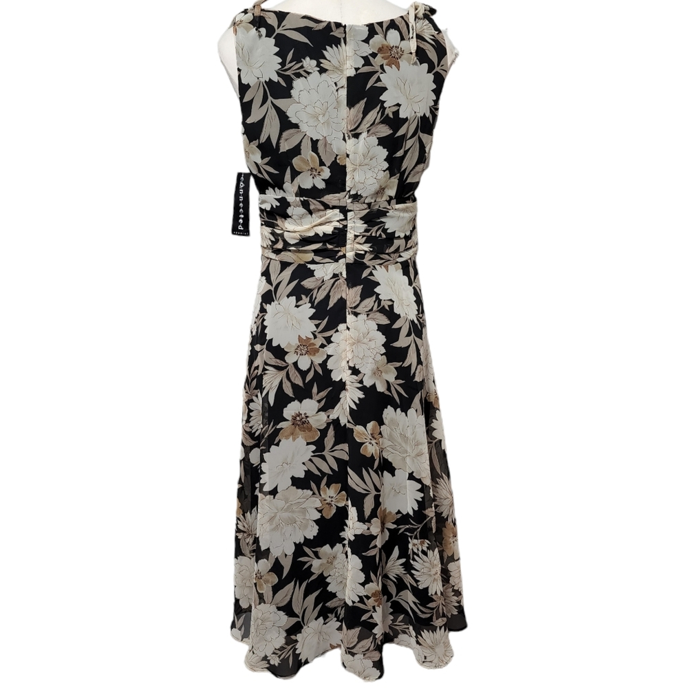 Connected Apparel black vintage floral chiffon surplice sleeveless dress size 10 - Picture 2 of 6